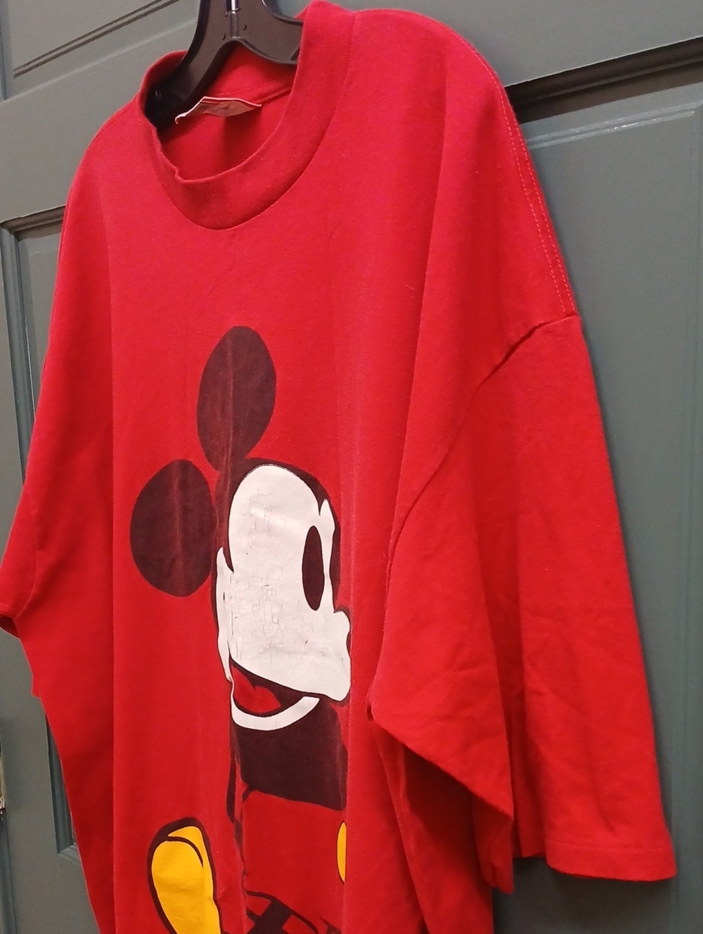 Disney Vintage Red Mickey Mouse Graphic Tee Oversized Unisex One Size Fits All - Picture 2 of 8